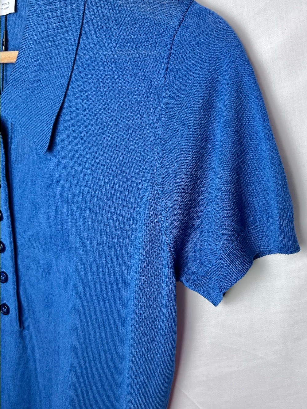 Zara Blue Lightweight Short-Sleeve Polo Knit Top - Picture 5 of 8